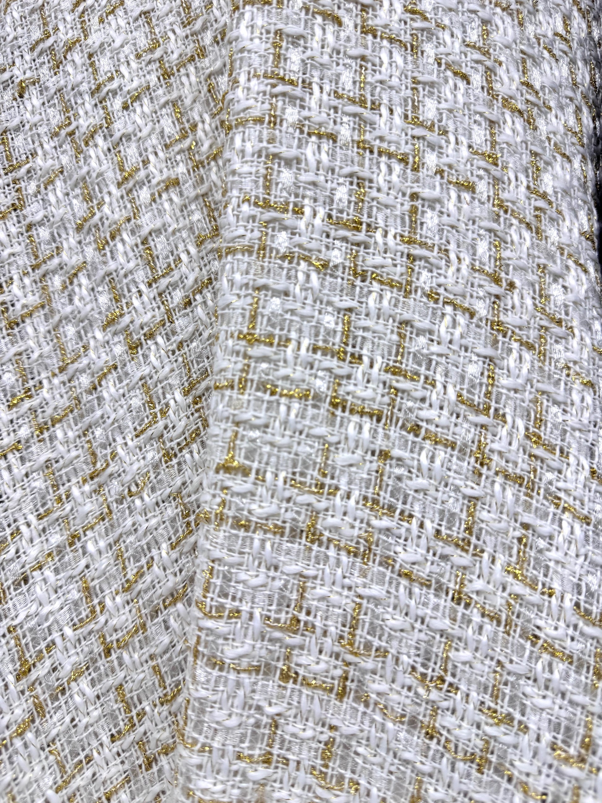 Stofa Tweed Cu Fir Lurex Auriu