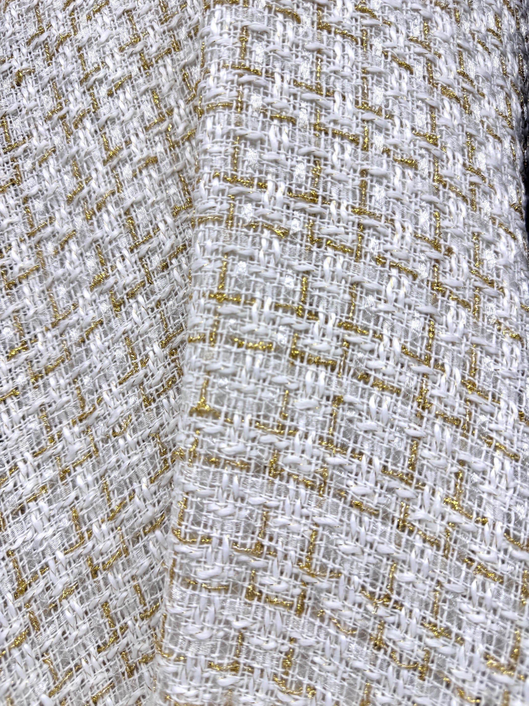 Stofa Tweed Cu Fir Lurex Auriu