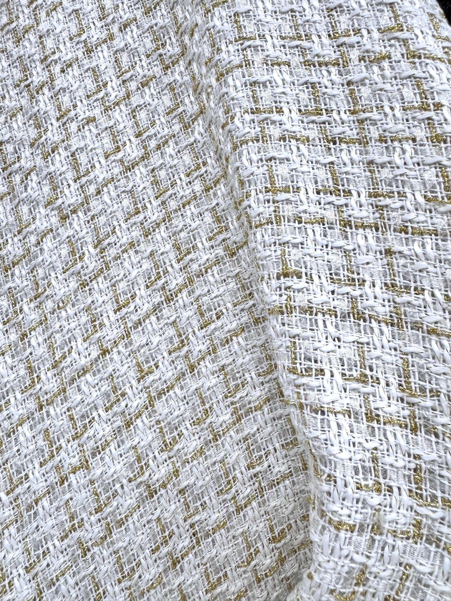 Stofa Tweed Cu Fir Lurex Auriu