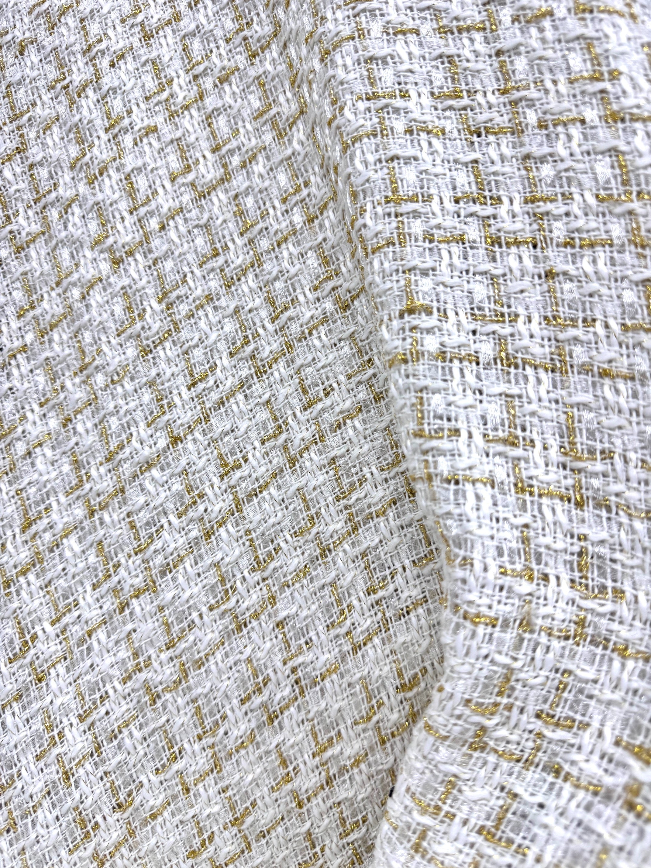 Stofa Tweed Cu Fir Lurex Auriu