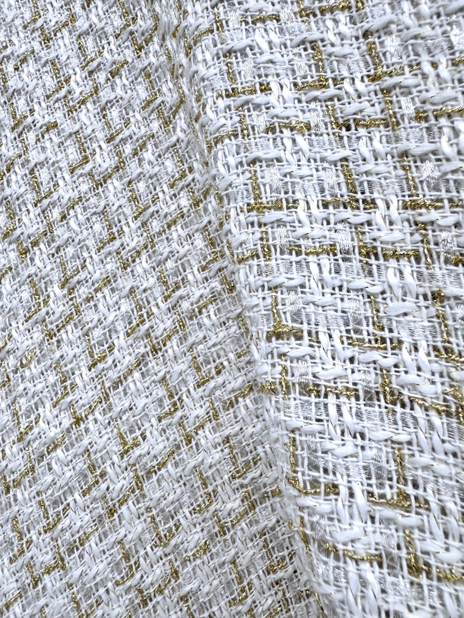 Stofa Tweed Cu Fir Lurex Auriu