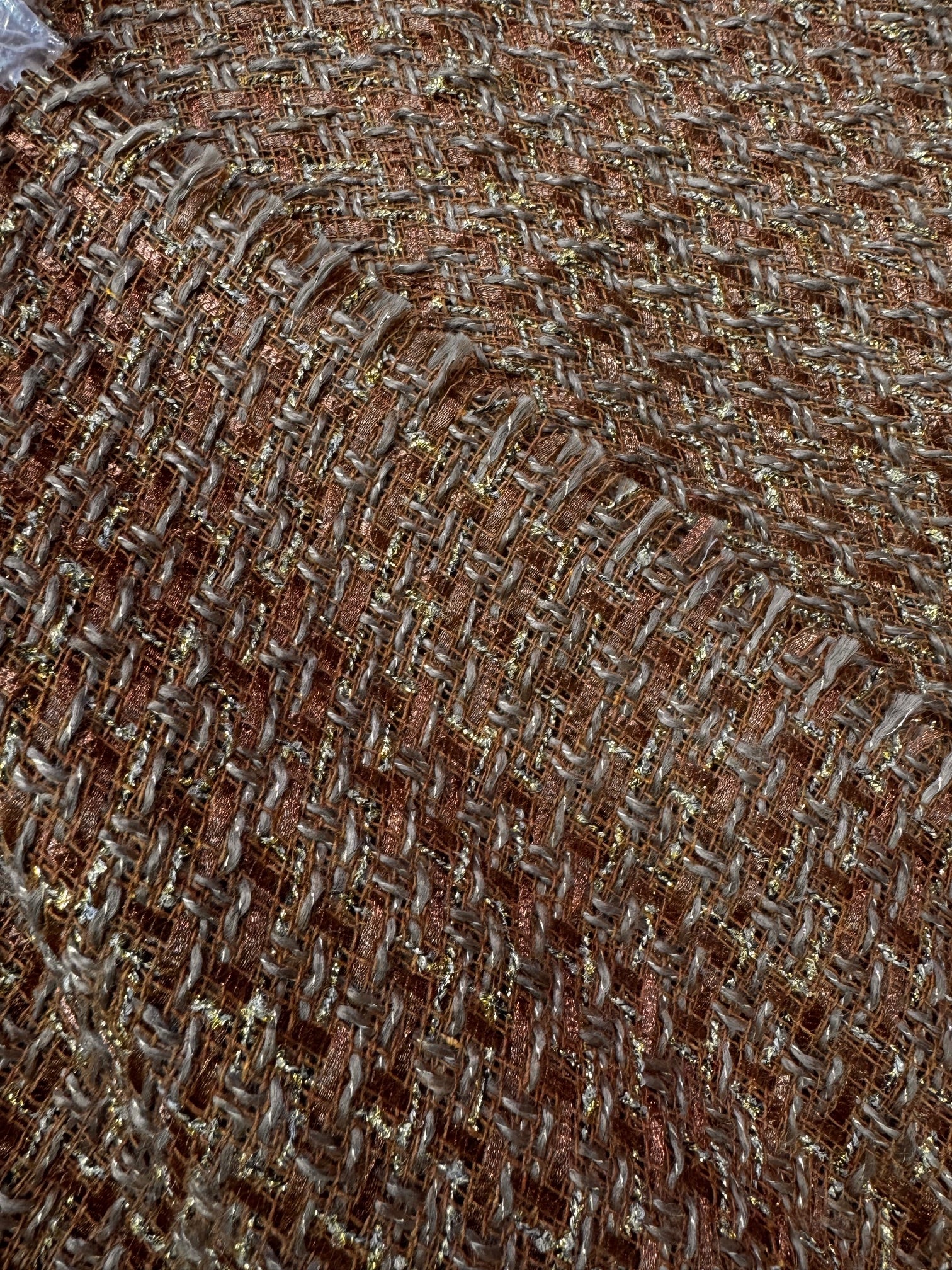 Stofa Tweed Cu Fir Lurex Auriu