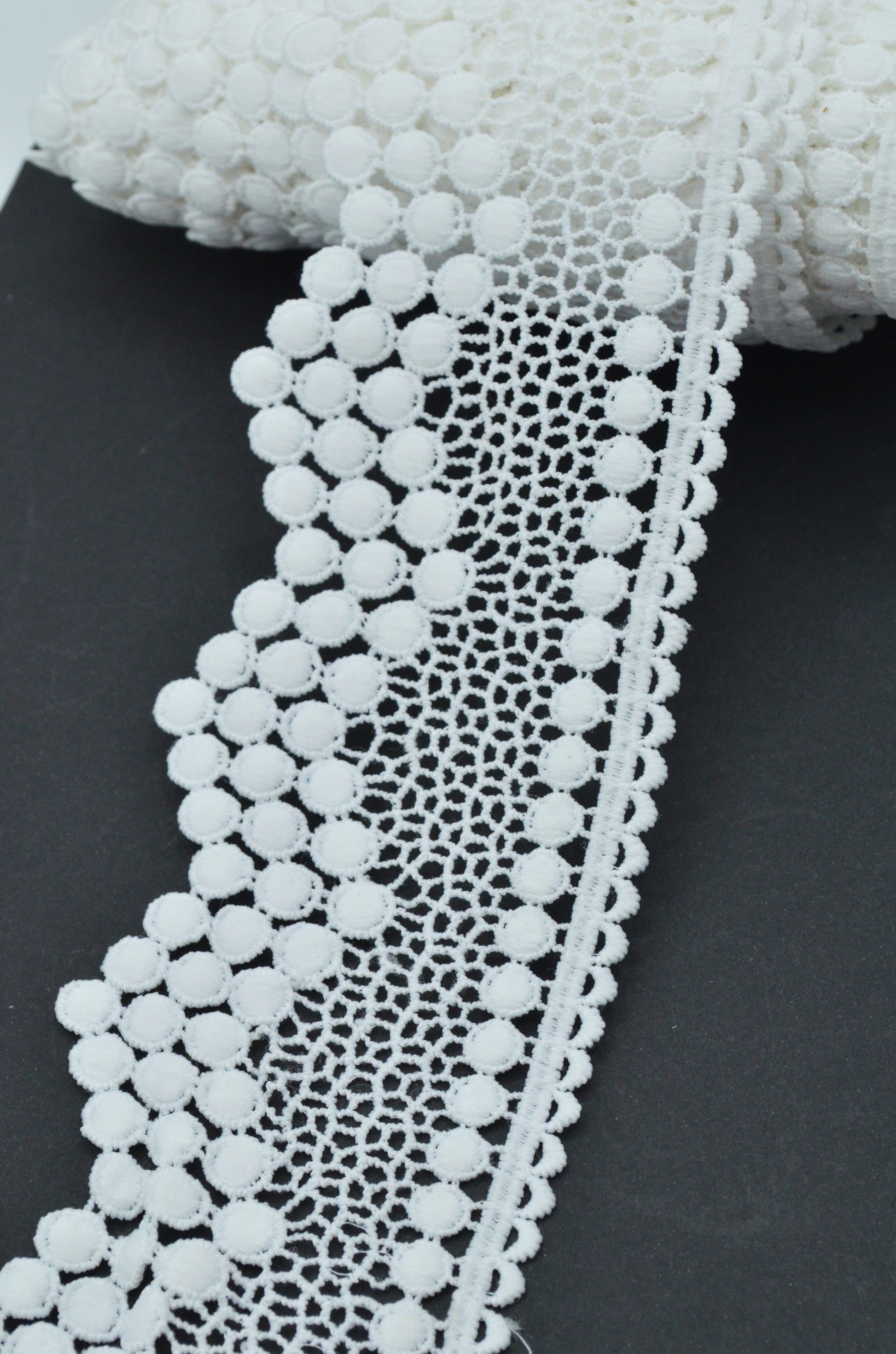 Dantela Poliester 7.50cm, Alb