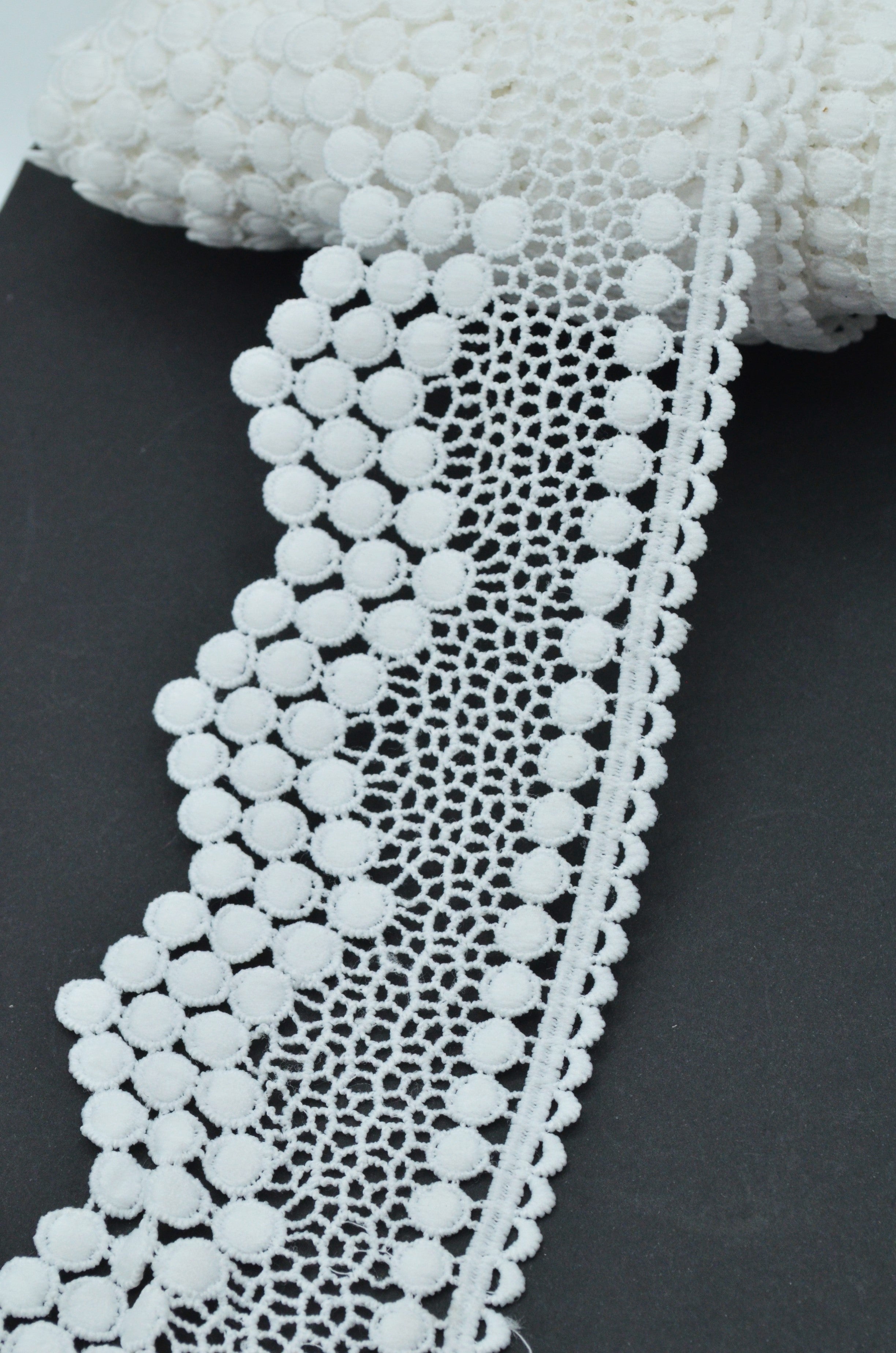 Dantela Poliester 7.50cm, Alb