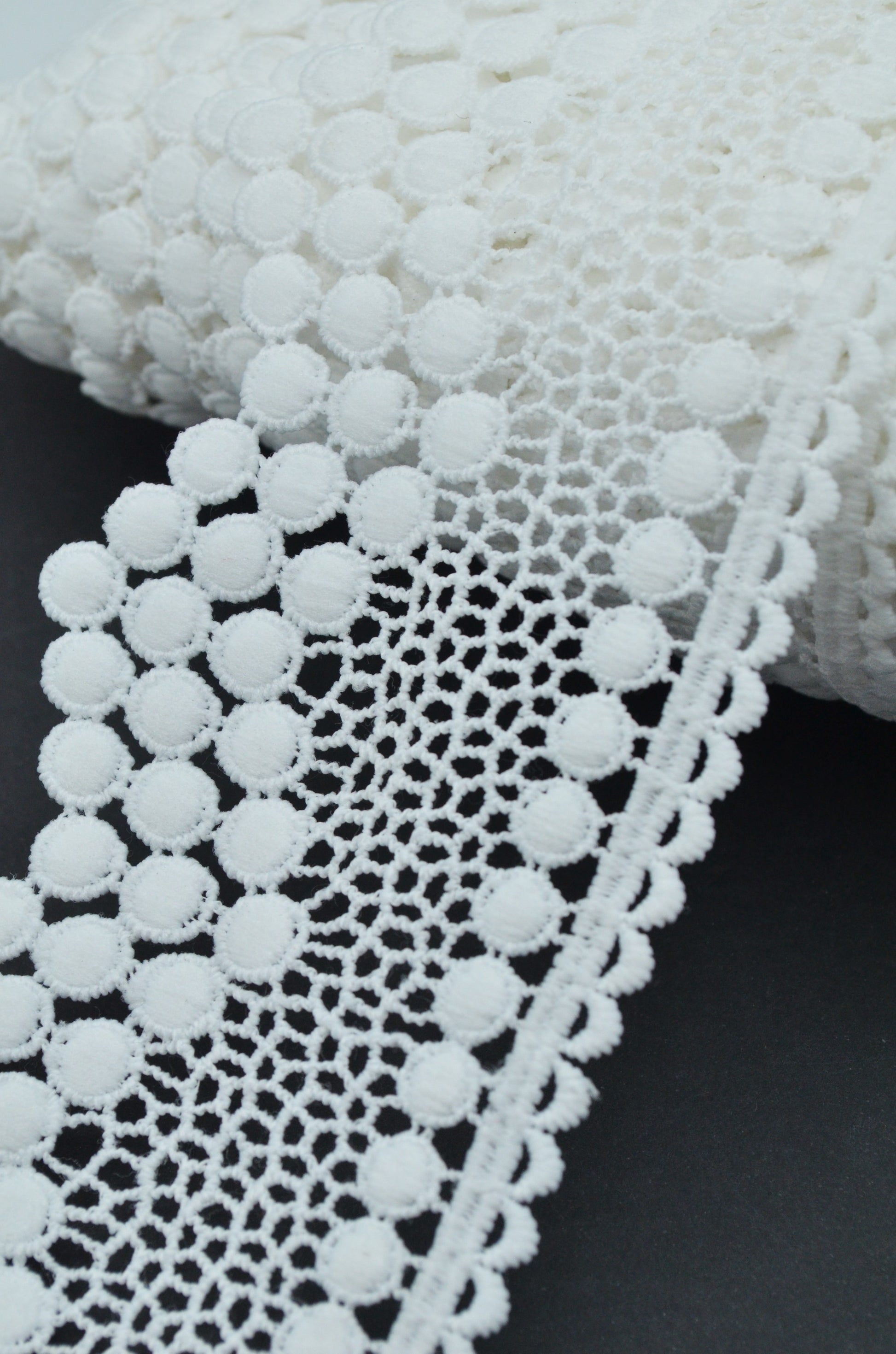 Dantela Poliester 7.50cm, Alb