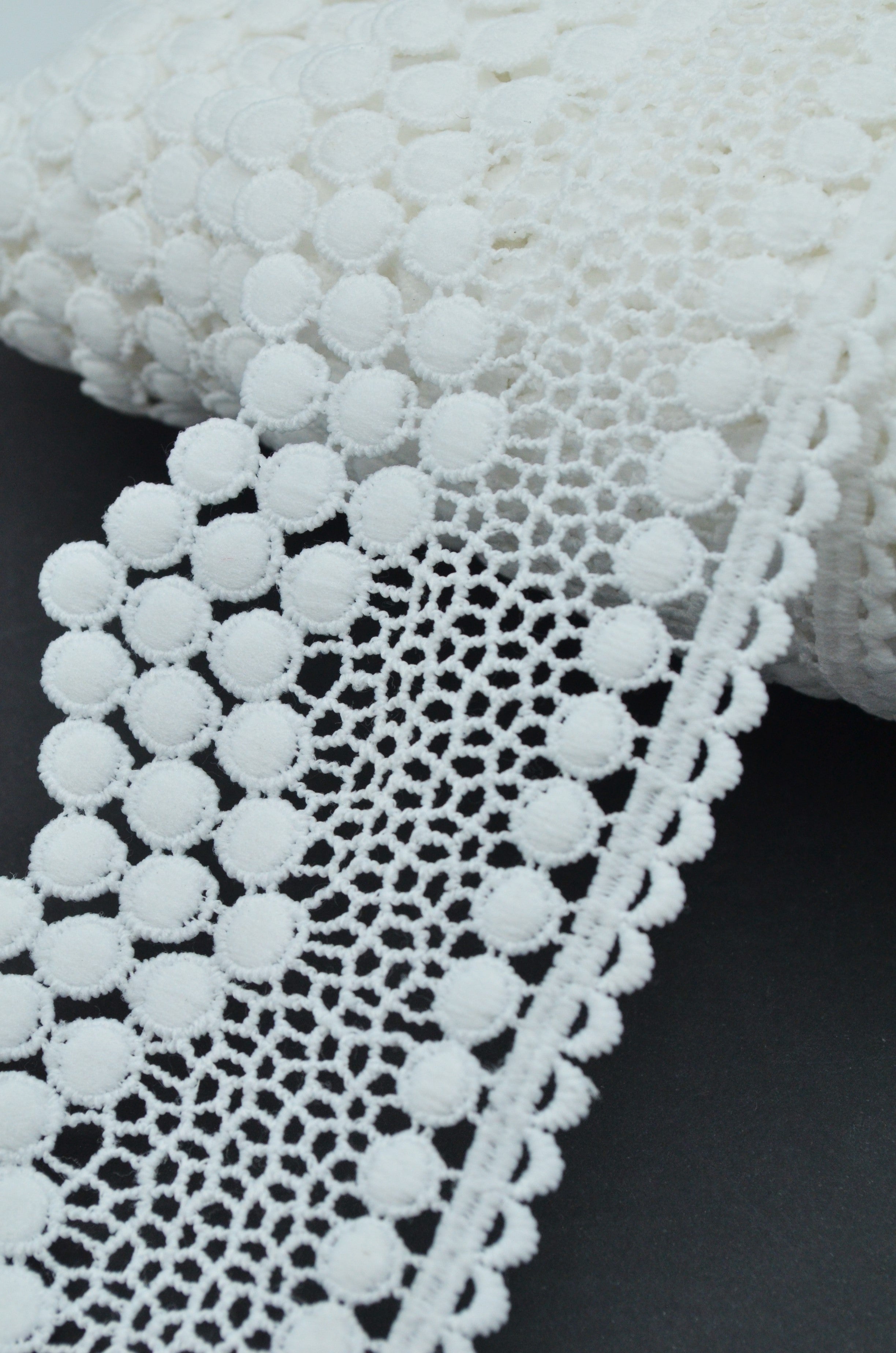 Dantela Poliester 7.50cm, Alb