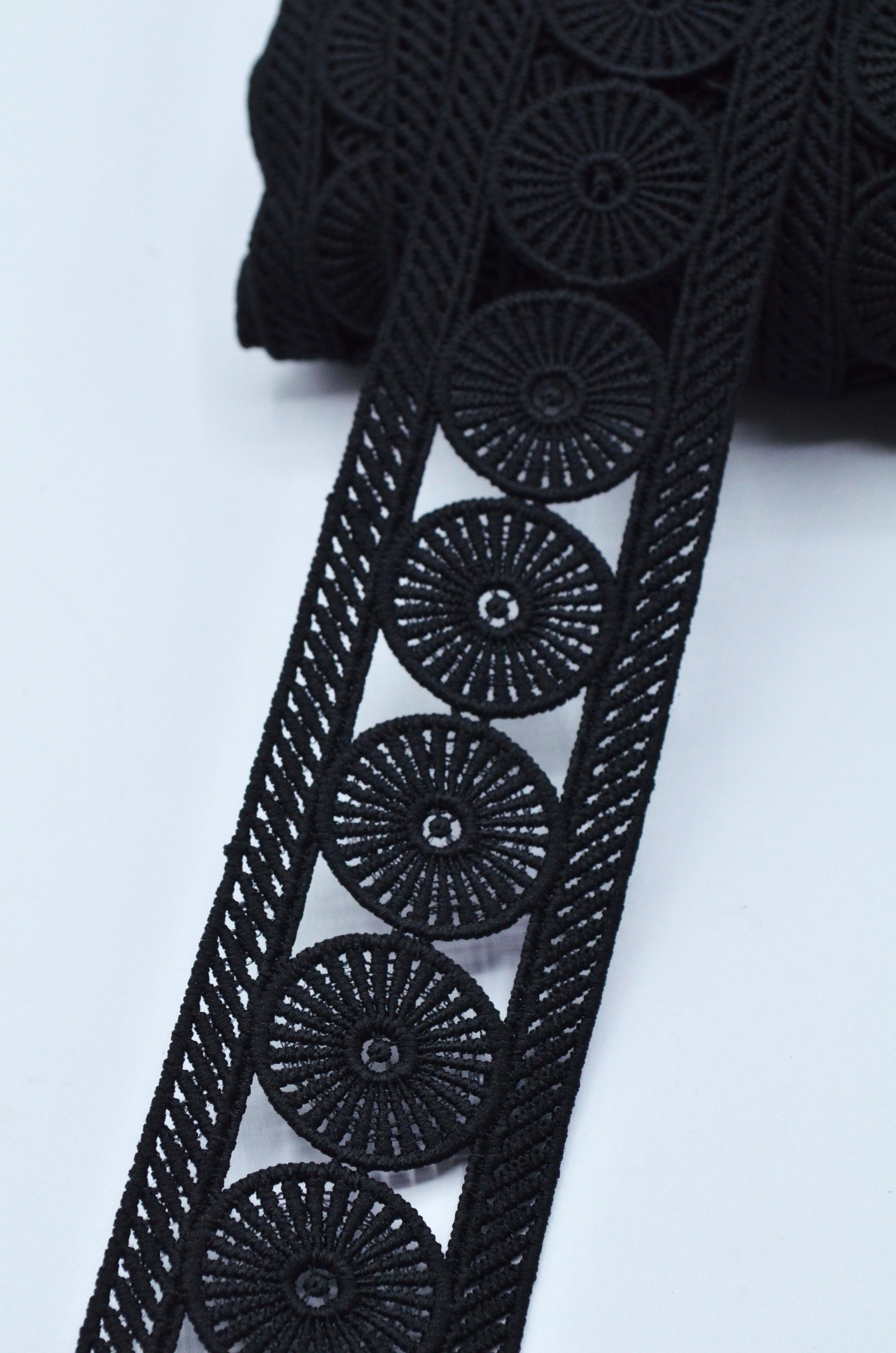 Dantela Poliester 4cm, Negru