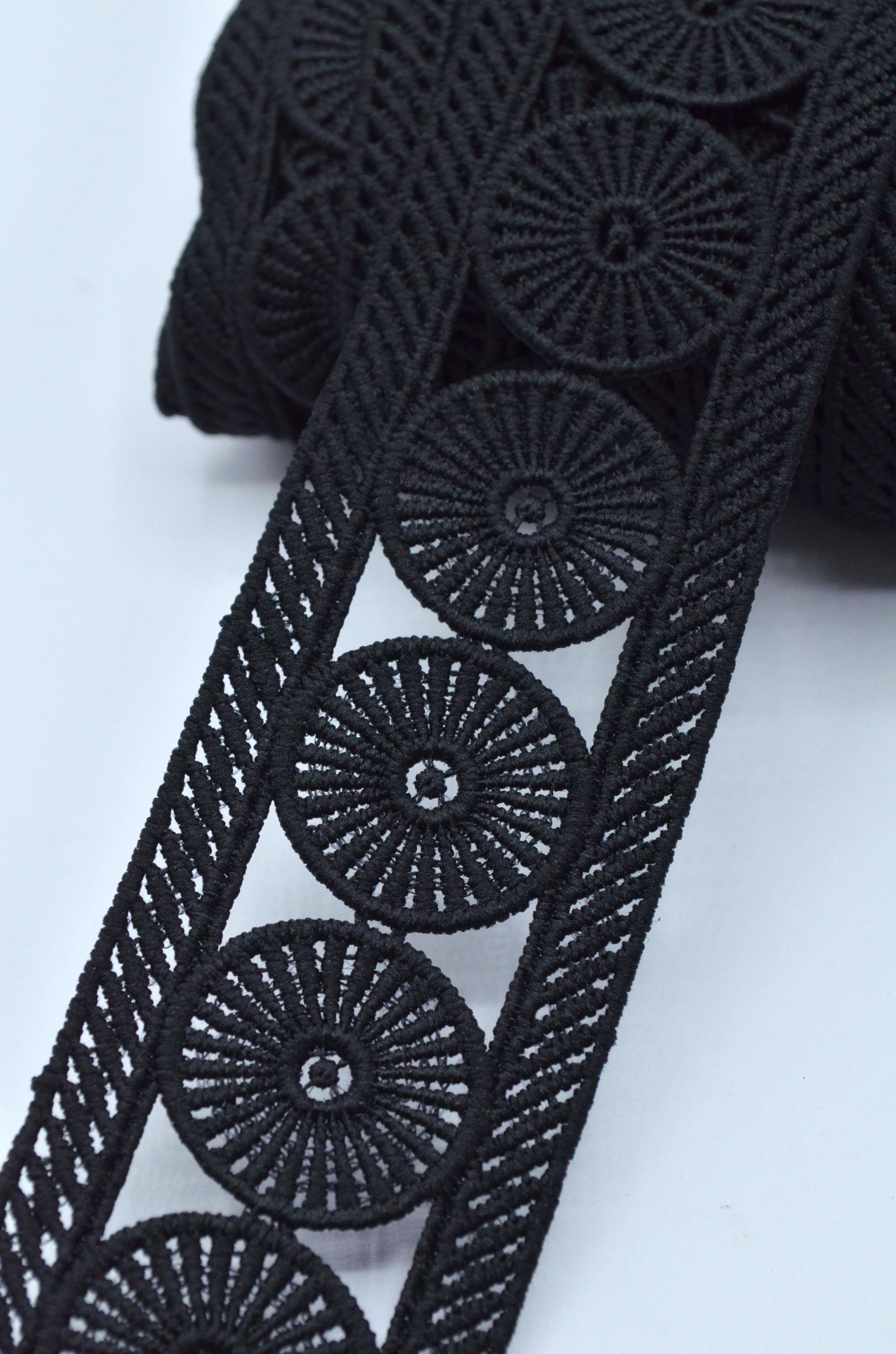 Dantela Poliester 4cm, Negru