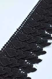 Dantela Poliester 3D, 7.40cm, Negru