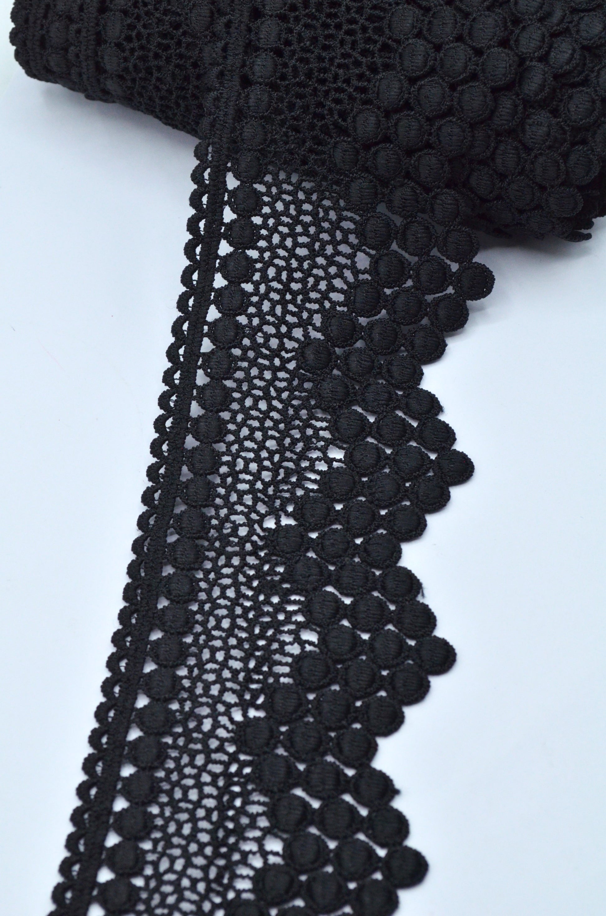 Dantela Poliester 7.50cm, Negru