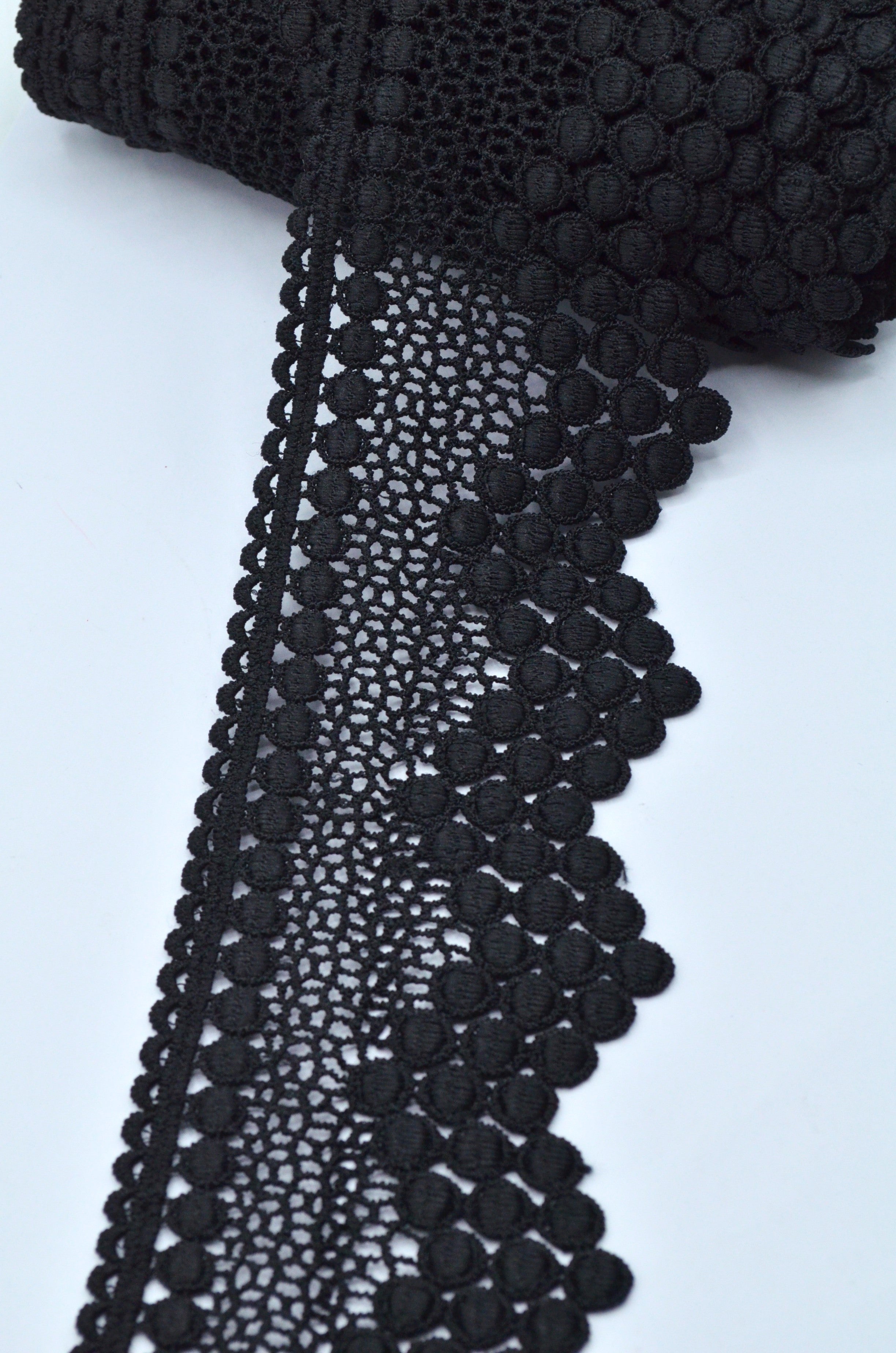 Dantela Poliester 7.50cm, Negru