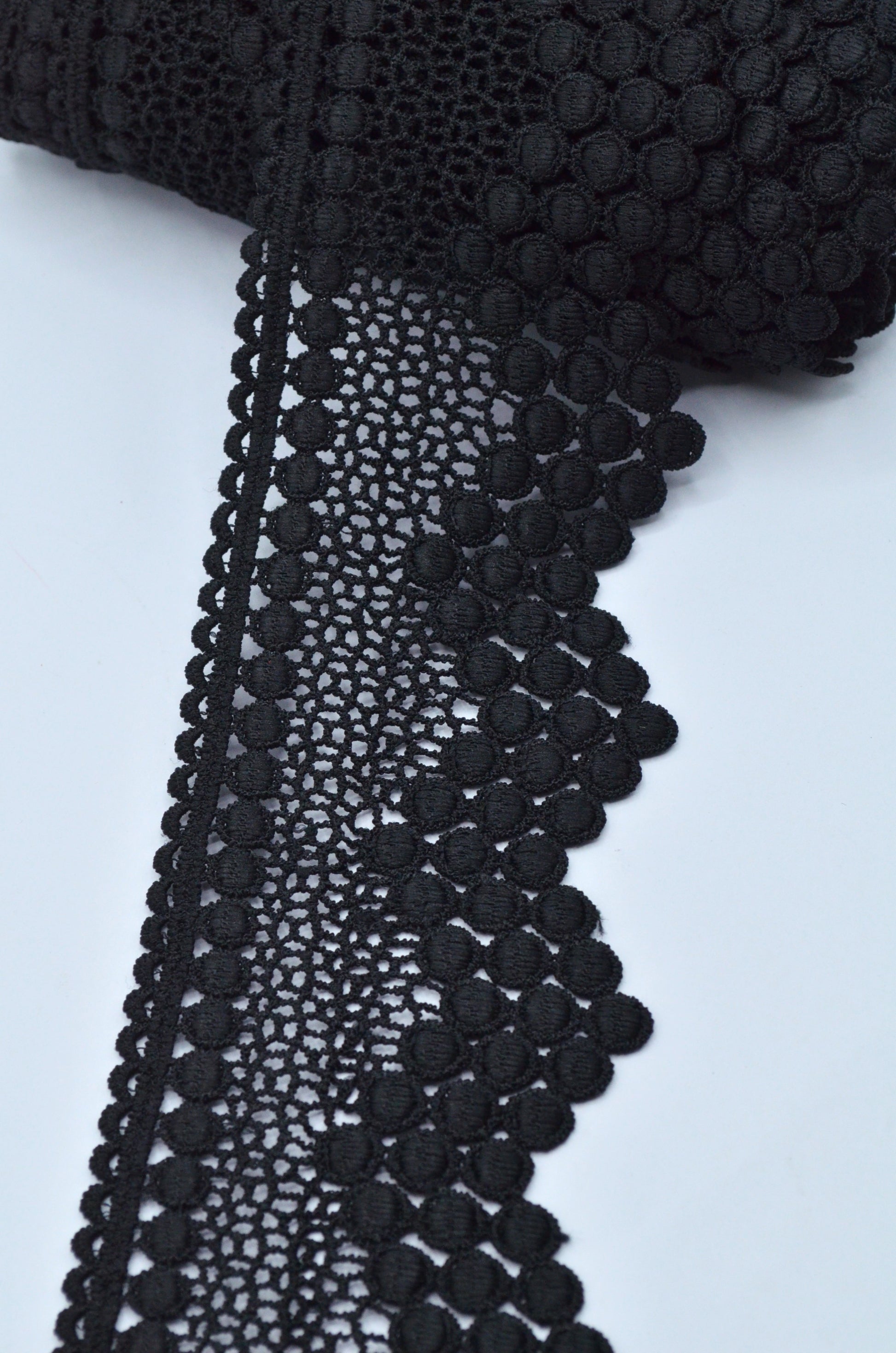 Dantela Poliester 7.50cm, Negru