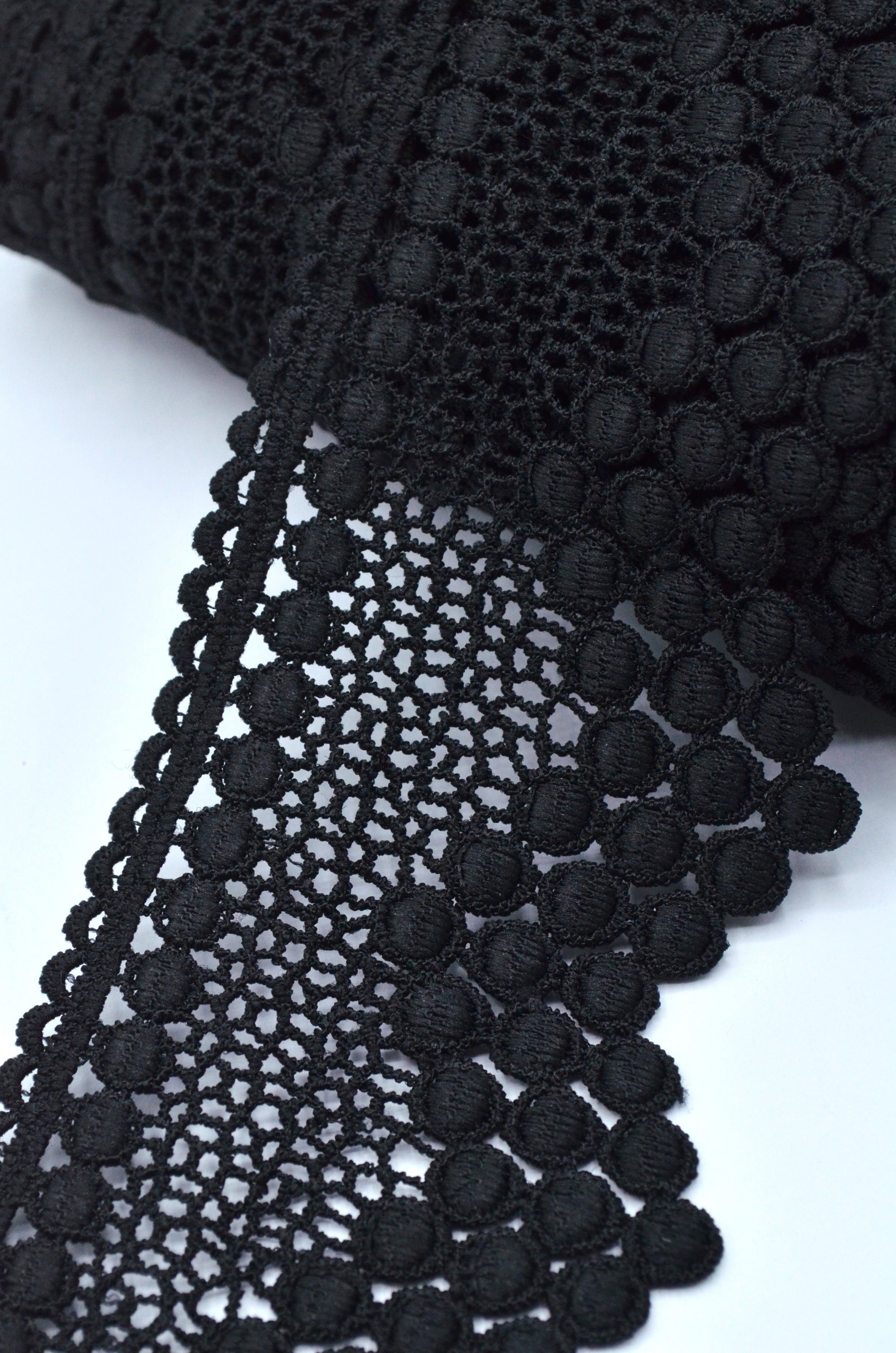 Dantela Poliester 7.50cm, Negru