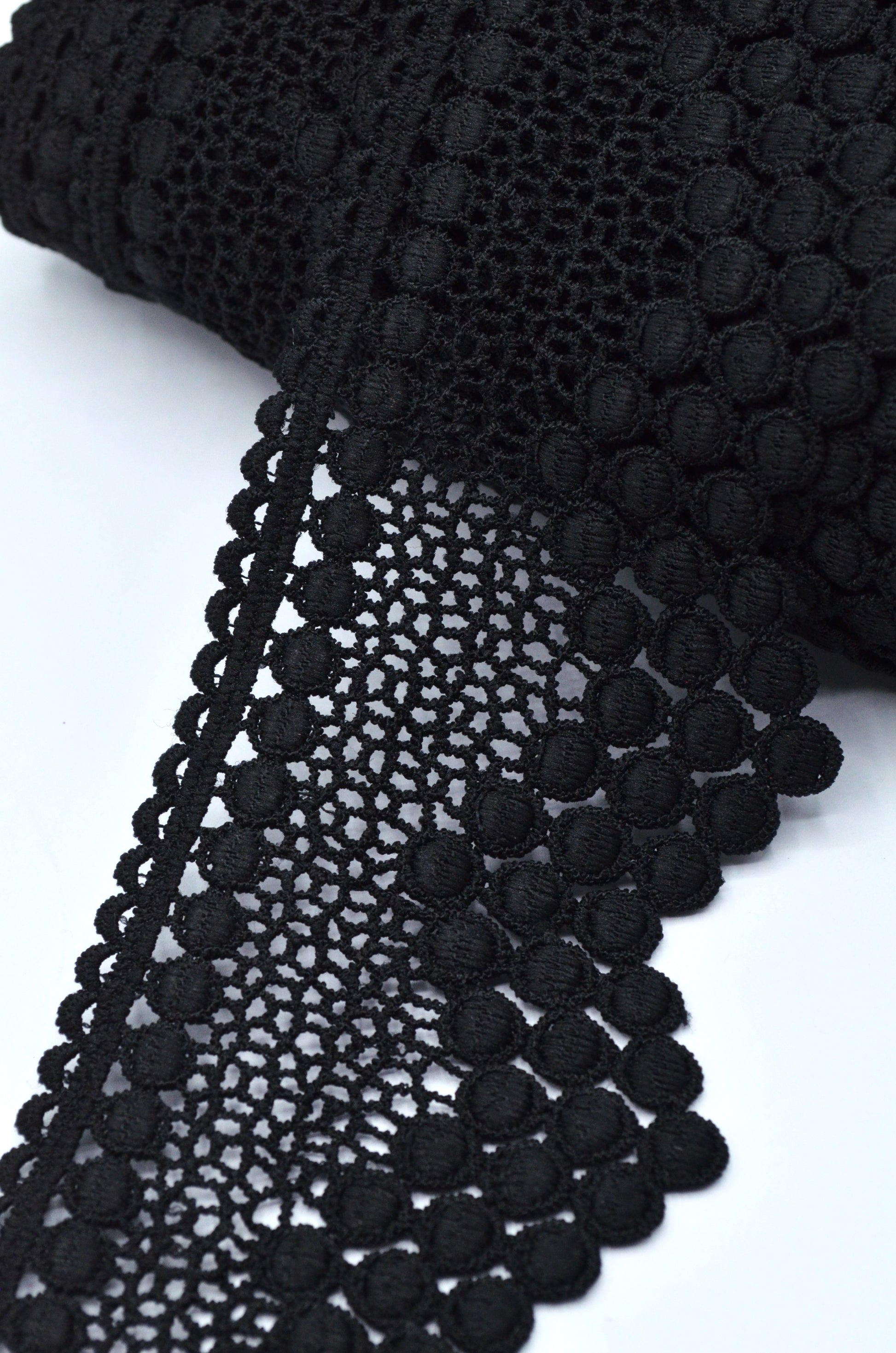 Dantela Poliester 7.50cm, Negru