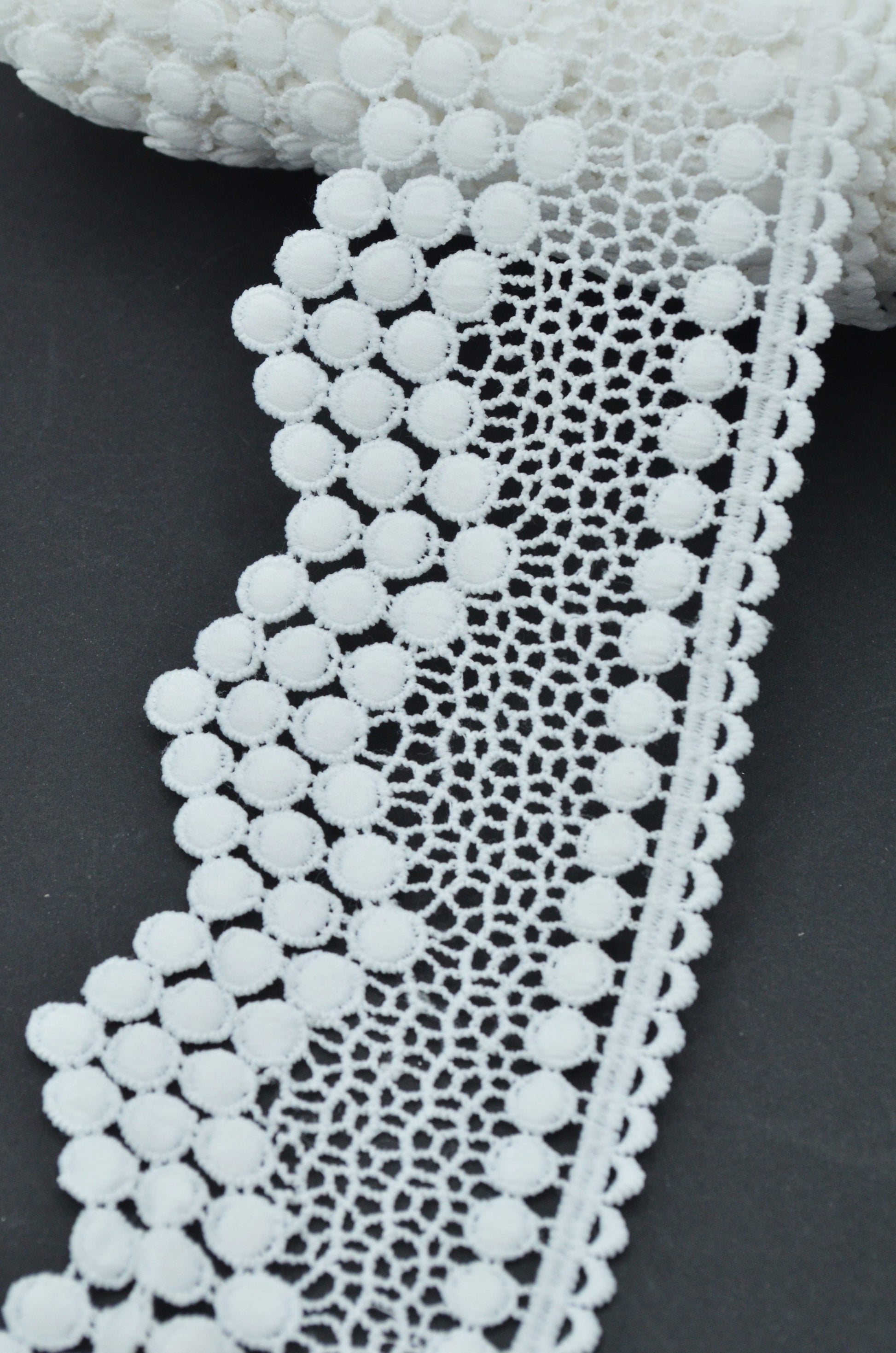 Dantela Poliester 7.50cm, Alb