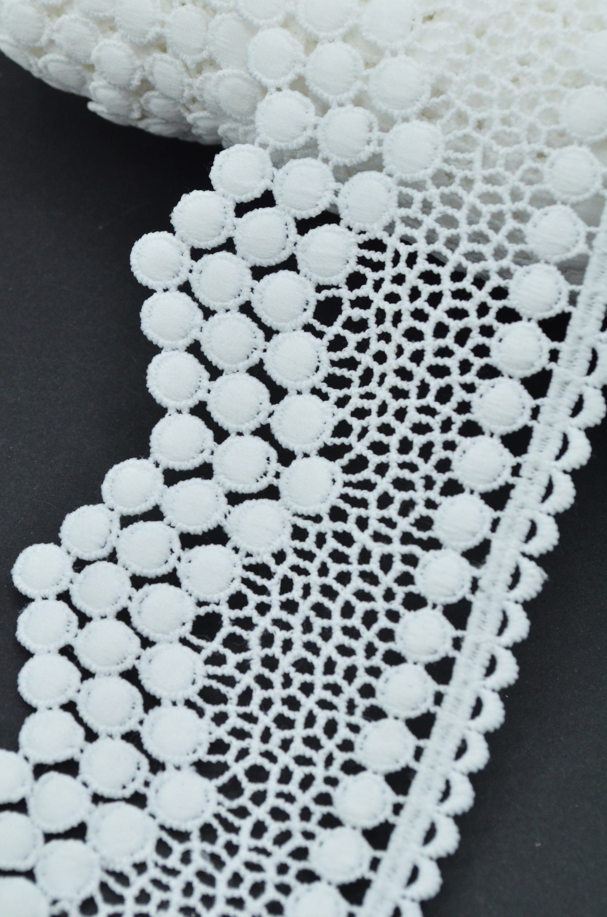 Dantela Poliester 7.50cm, Alb