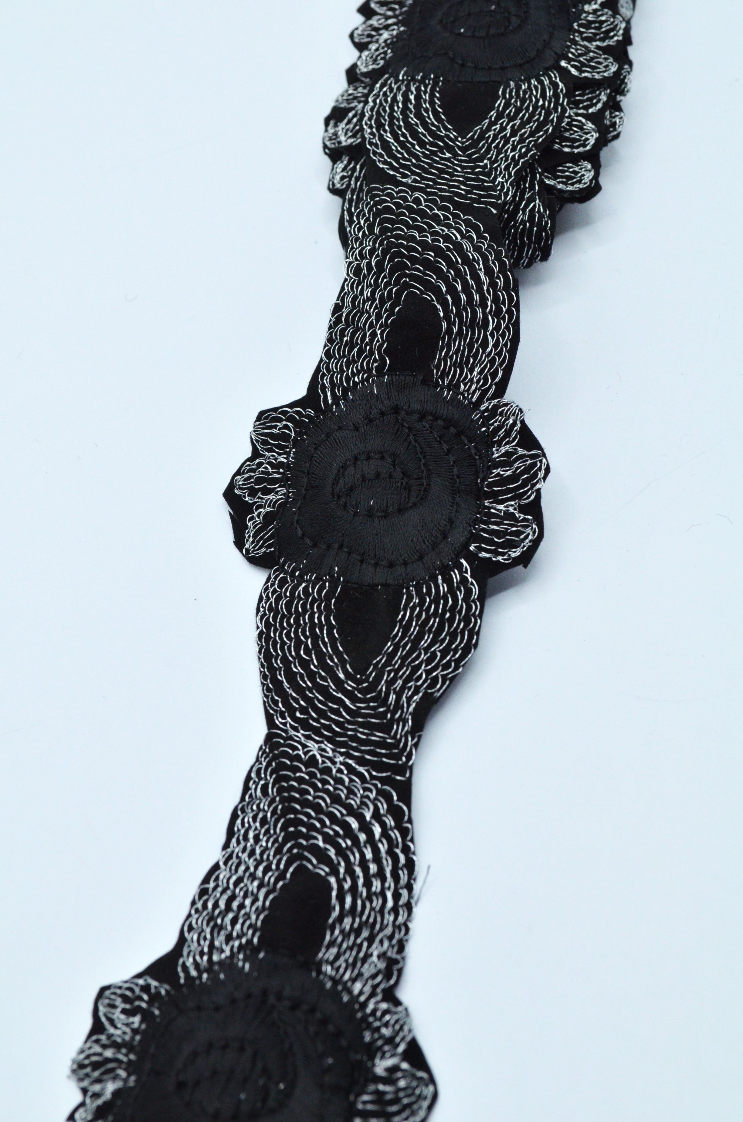 Pasmanterie Termoadeziva, 5cm, Negru Cu Argintiu