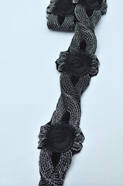 Pasmanterie Termoadeziva, 5cm, Negru Cu Argintiu