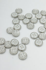 Nasturi De Plastic Cu Rama Metalica, 9mm, Alb Cu Argintiu
