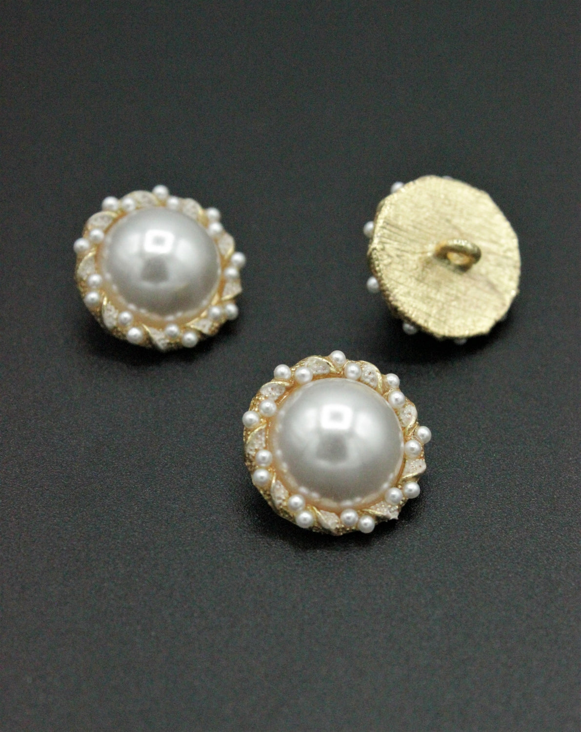 Nasturi Metalici Cu Perle, 19mm, Auriu Cu Ivoire