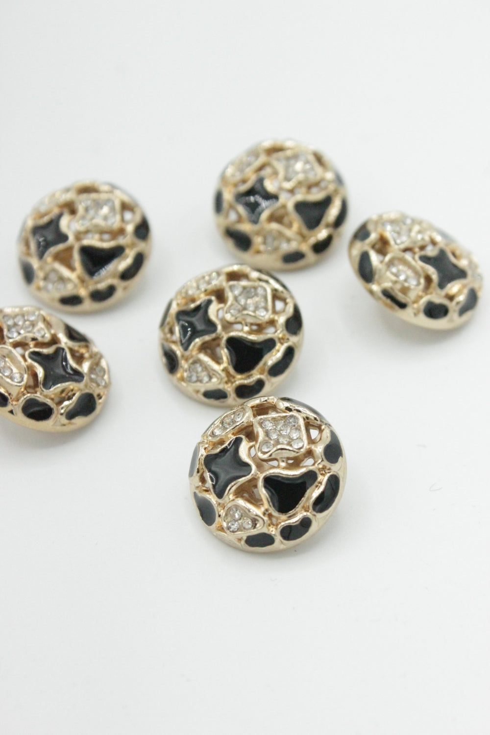 Nasturi Metalici Cu Stras, 20mm, Auriu Cu Negru