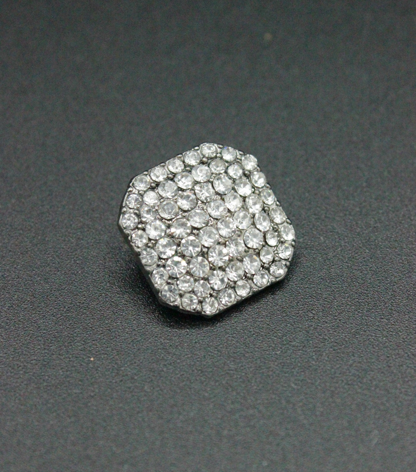 Nasturi Metalici Cu Strasuri, 17mm, Argintiu Rodiat
