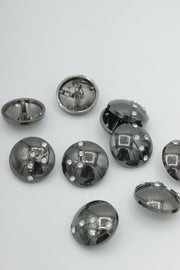 Nasturi Metalici Cu Strasuri, 18mm, Argintiu Inchis