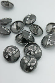 Nasturi Metalici Cu Strasuri, 18mm, Argintiu Inchis