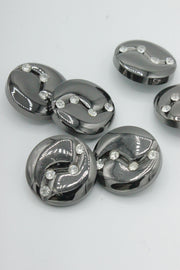 Nasturi Metalici Cu Strasuri, 25mm, Argintiu Inchis