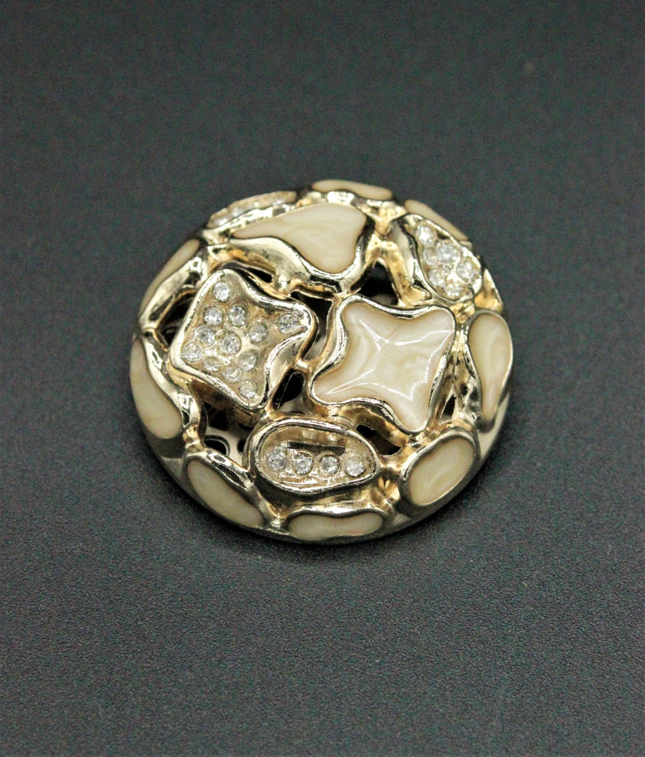 Nasturi Metalici Cu Strasuri, 36mm, Auriu
