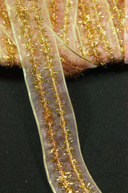 Organza Cu Fir Lurex Auriu, 25mm
