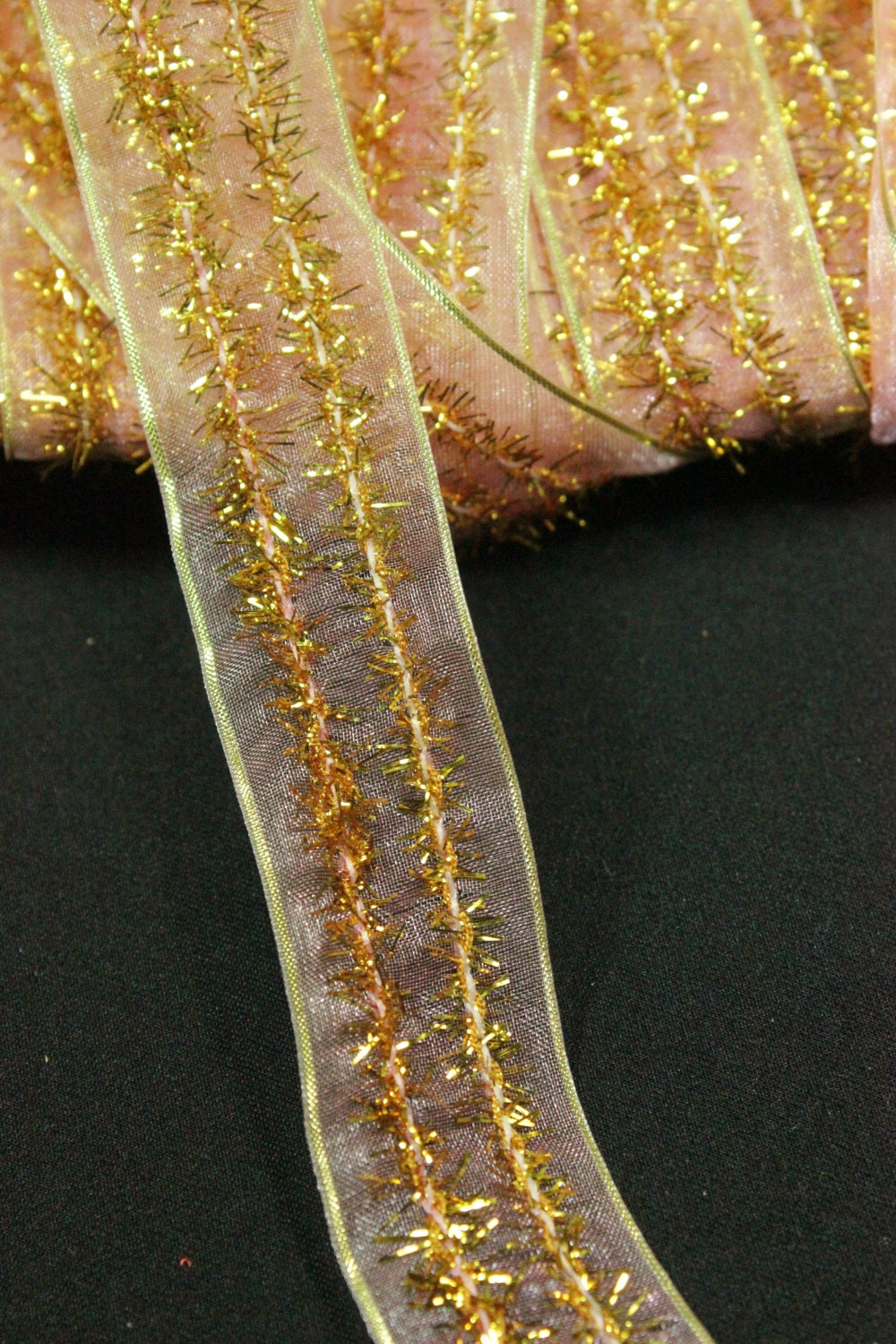 Organza Cu Fir Lurex Auriu, 25mm