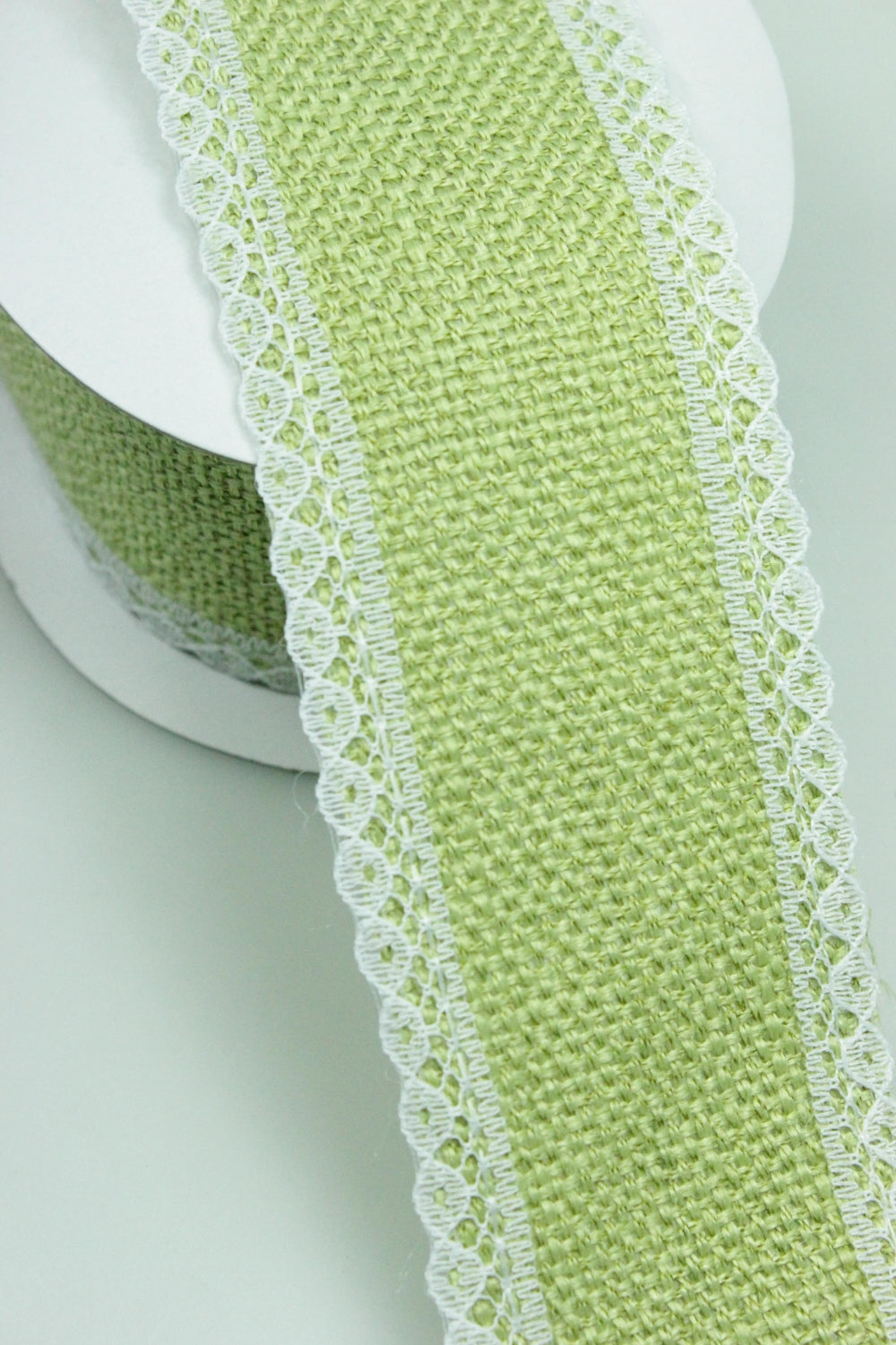Panglica Decorativa Din Iuta Si Dantela, 60mm, Verde