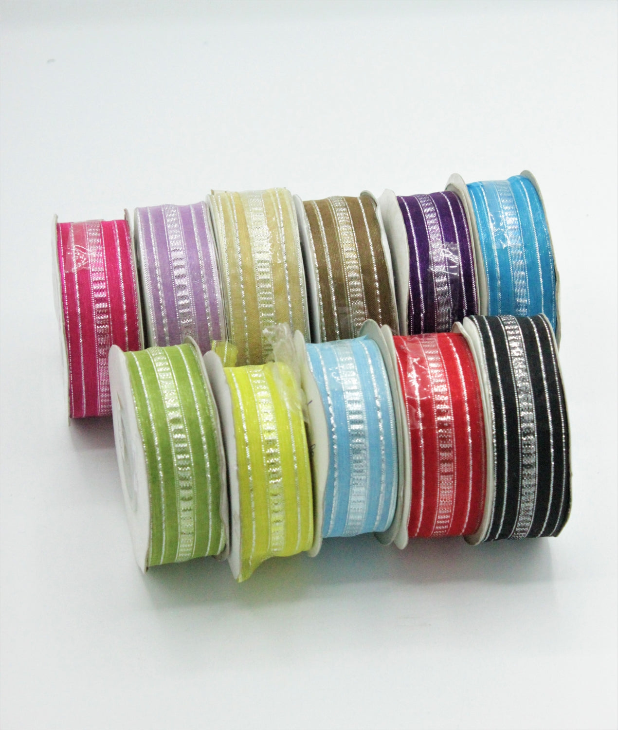 Panglica Organza Cu Fir Lame Argintiu, 25mm