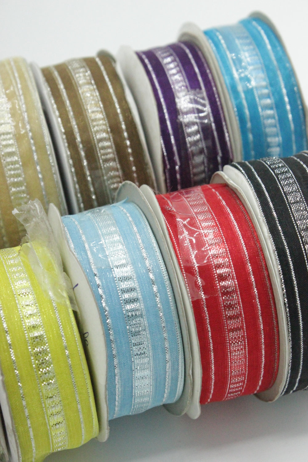 Panglica Organza Cu Fir Lame Argintiu, 25mm