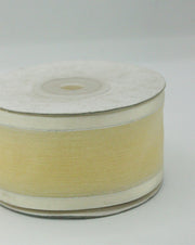 Panglica Organza Cu Margine Din Saten Si Fir Lame Argintiu,40mm, Crem