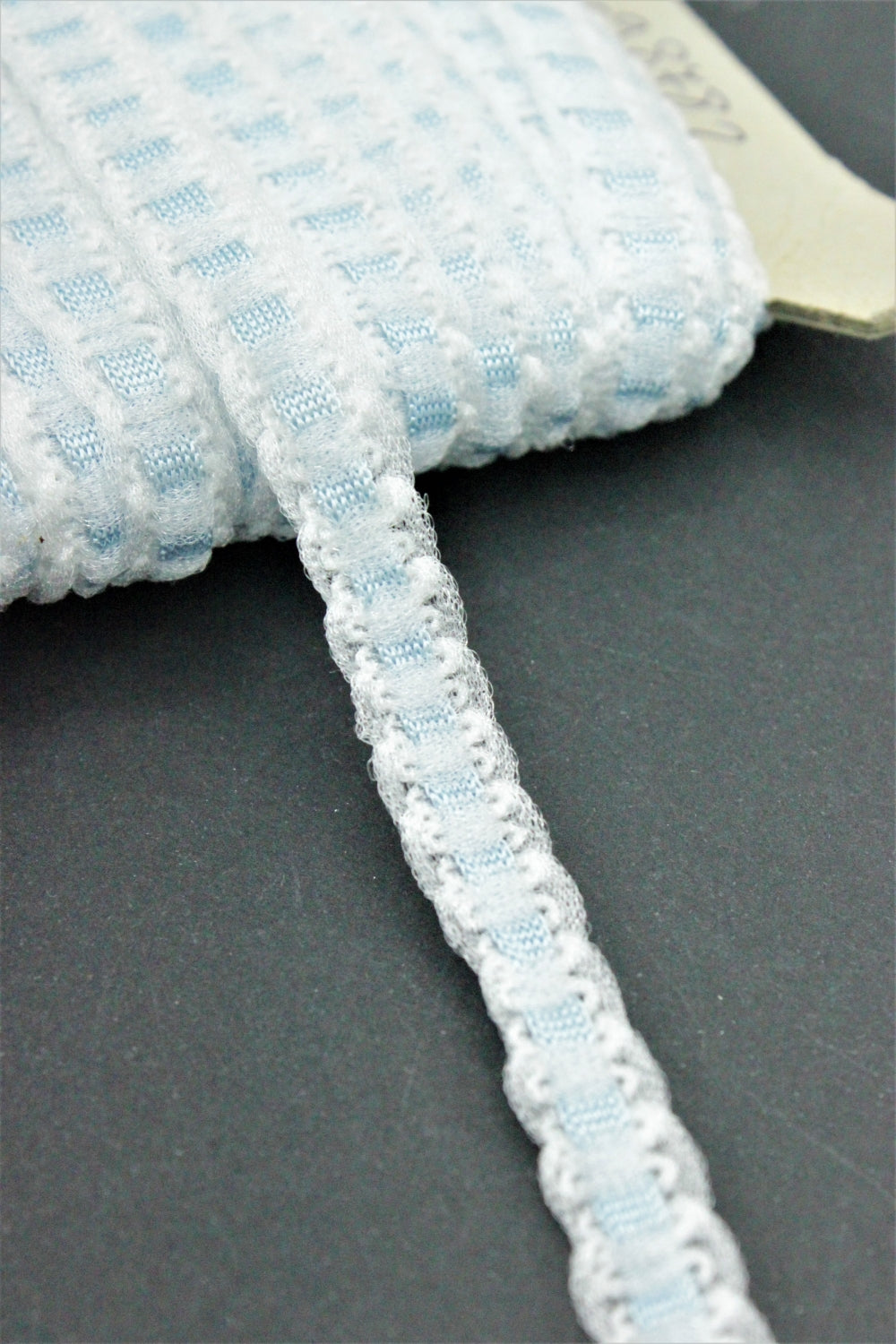 Pasmanterie 10mm, Alb Cu Bleu