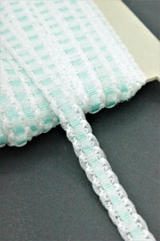 Pasmanterie 10mm,Alb Cu Turcoaz