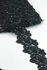 Pasmanterie Brodata Cu Margele Si Paiete, 9cm, Negru