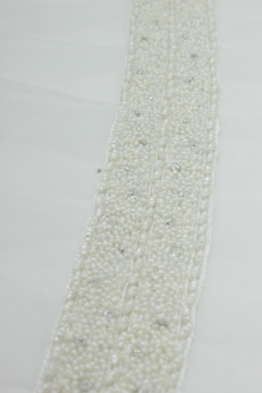 Pasmanterie cu Margele, 120x3cm, Ivoire