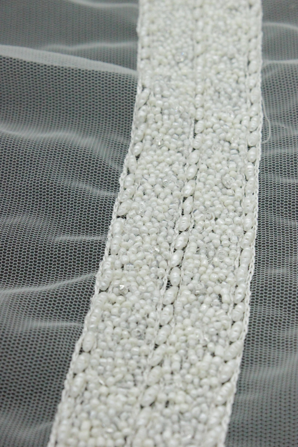 Pasmanterie cu Margele, 120x3cm, Ivoire