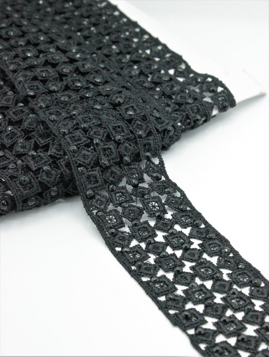 Pasmanterie Cu Margele, 55mm, Negru
