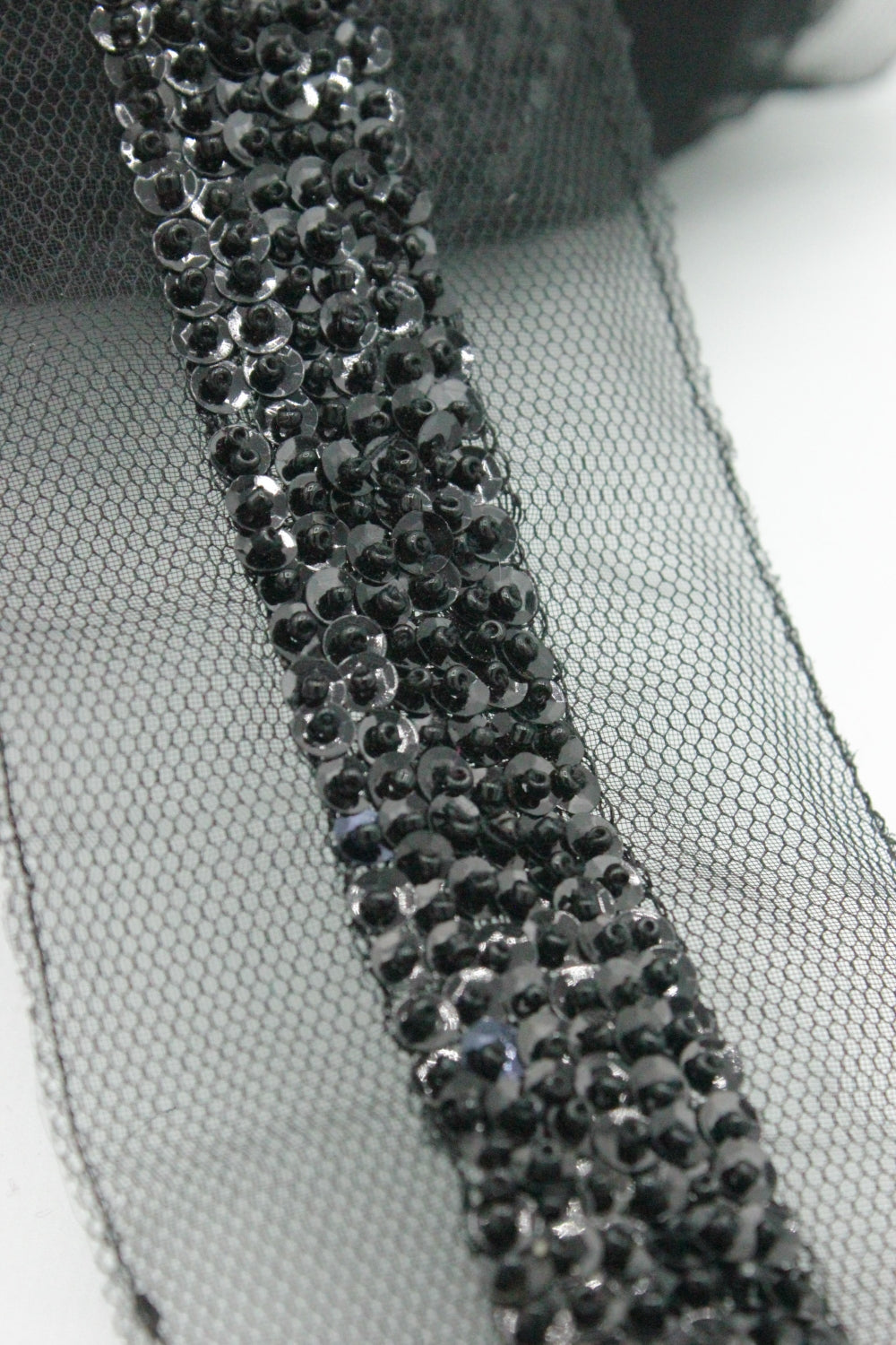 Pasmanterie Cu Paiete Si Margele, 20mm, Negru