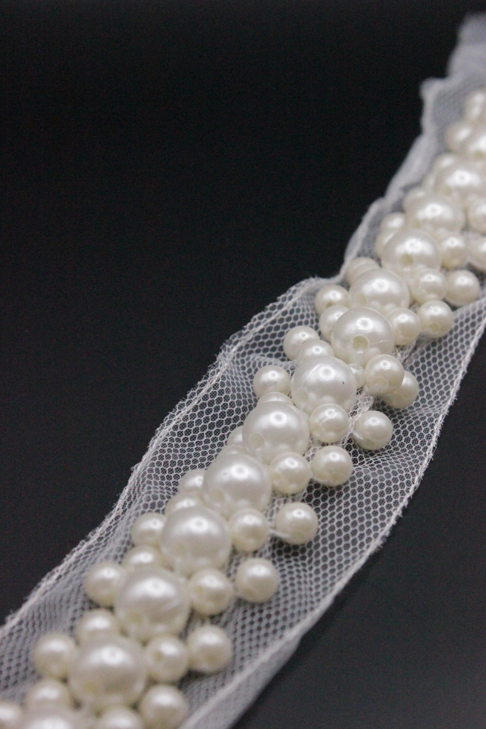 Pasmanterie Cu Perle, 25mm, Crem Unt