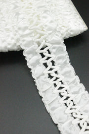 Pasmanterie Decorativa Elastica, Alb, 55mm