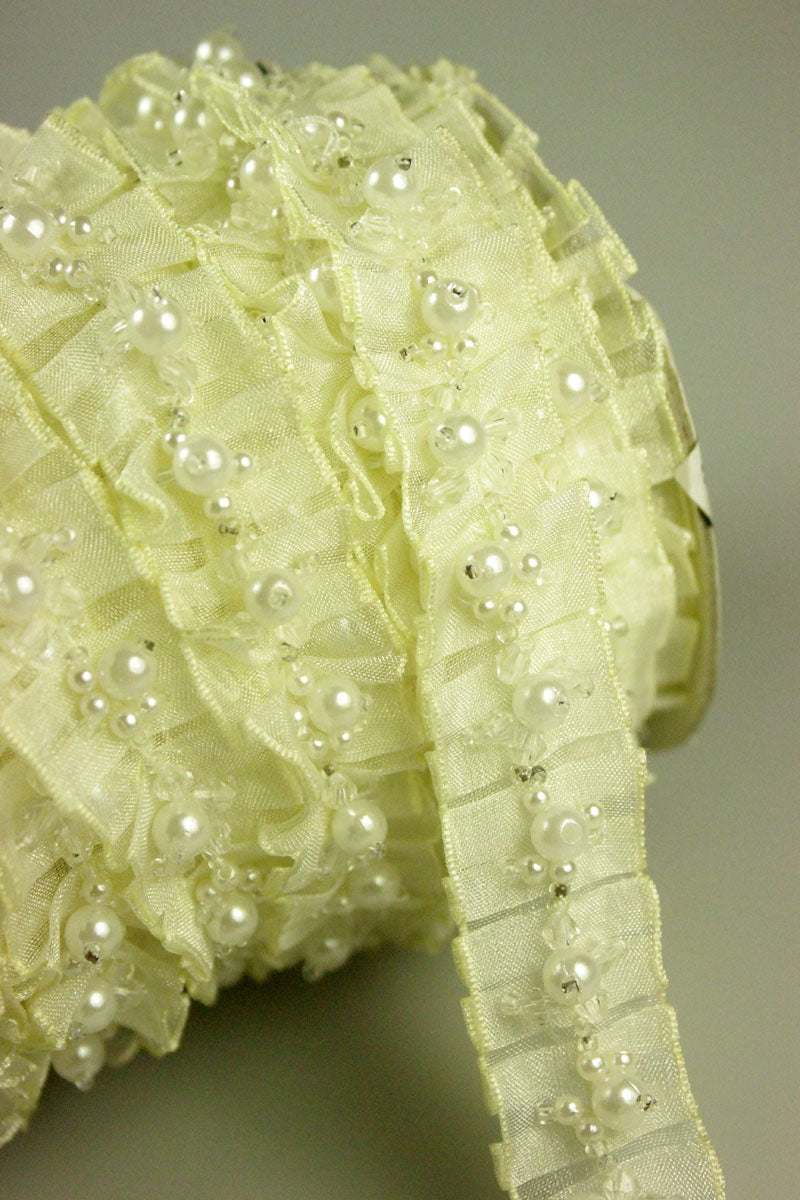 Pasmanterie Din Organza Cu Margele, 20mm