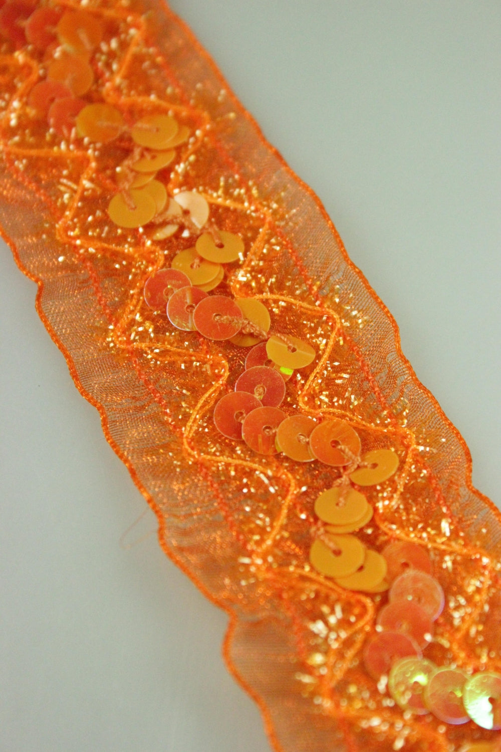 Pasmanterie Din Organza Cu Paiete, 40mm, Portocaliu