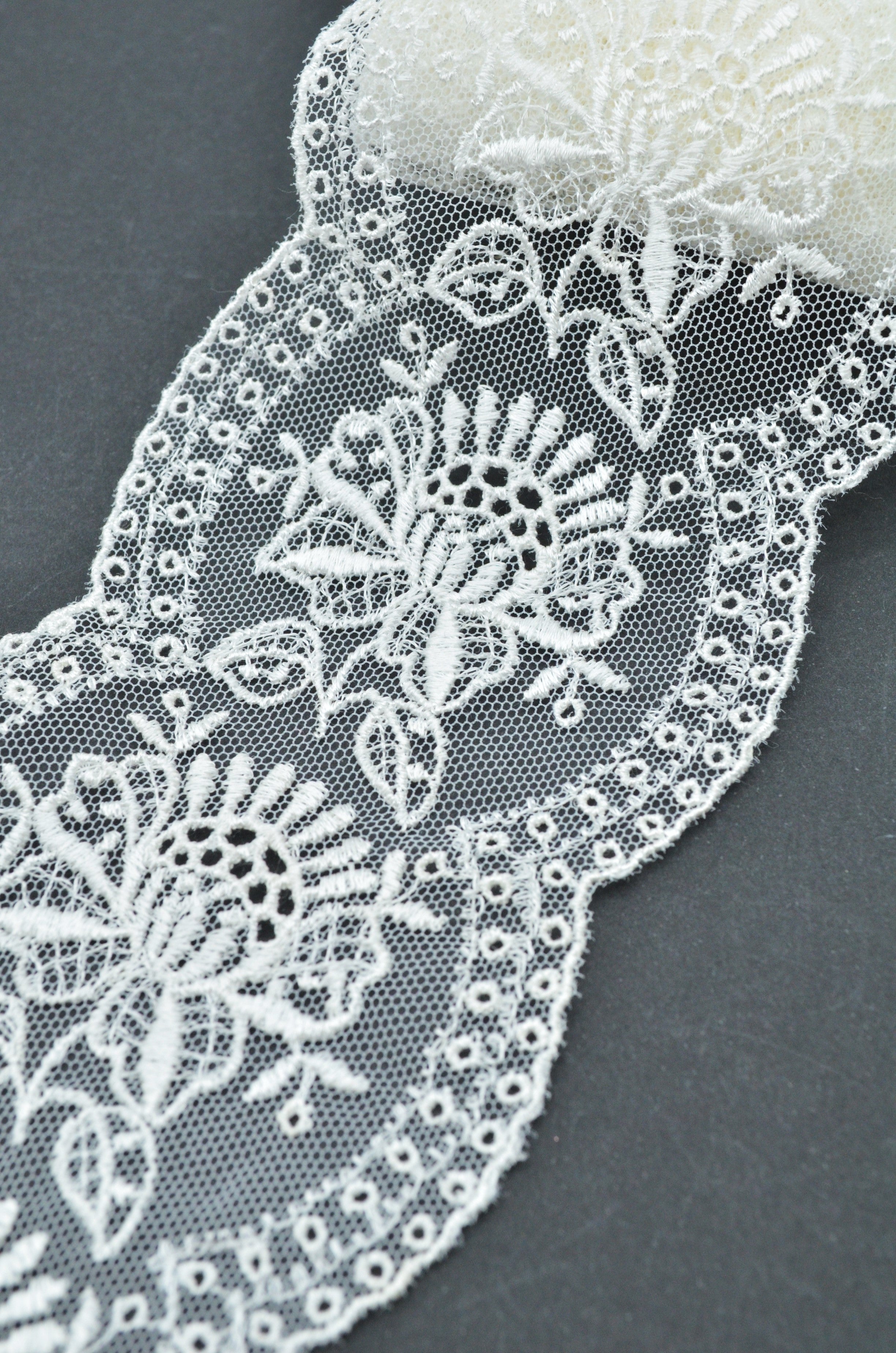 Dantela Pe Tull Ivoire, 80mm
