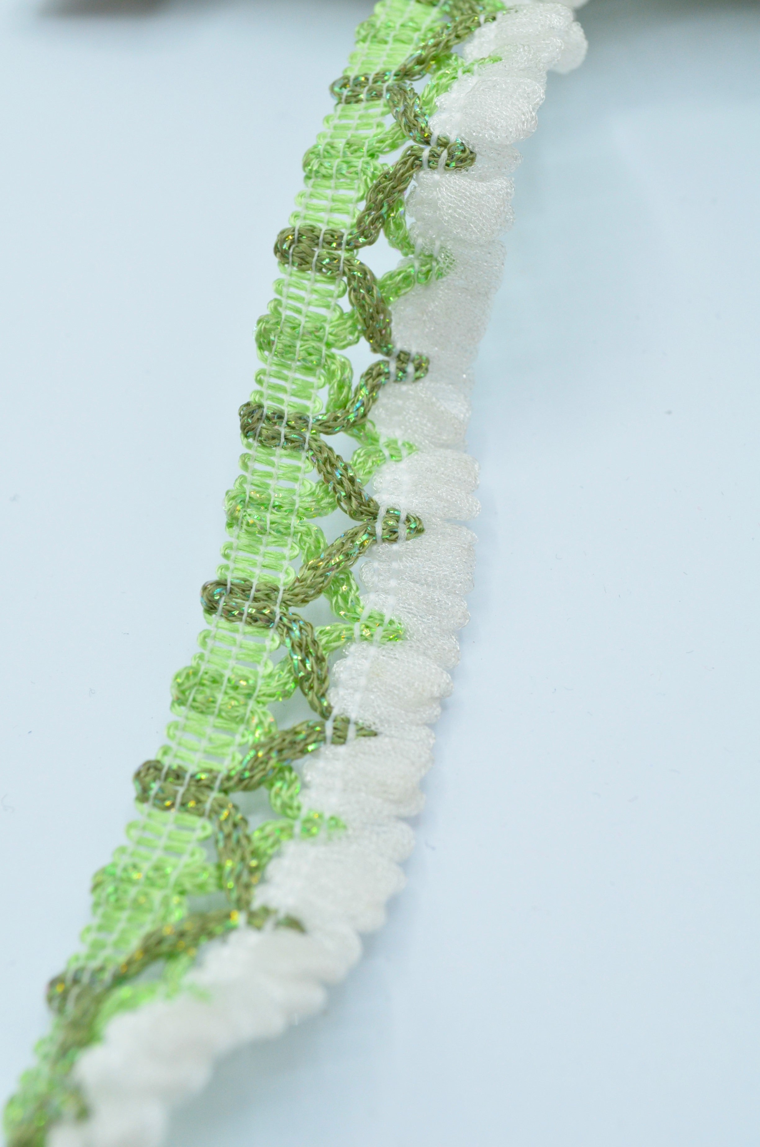 Pasmanterie Usor Elastica, 22mm, Verde Cu Alb