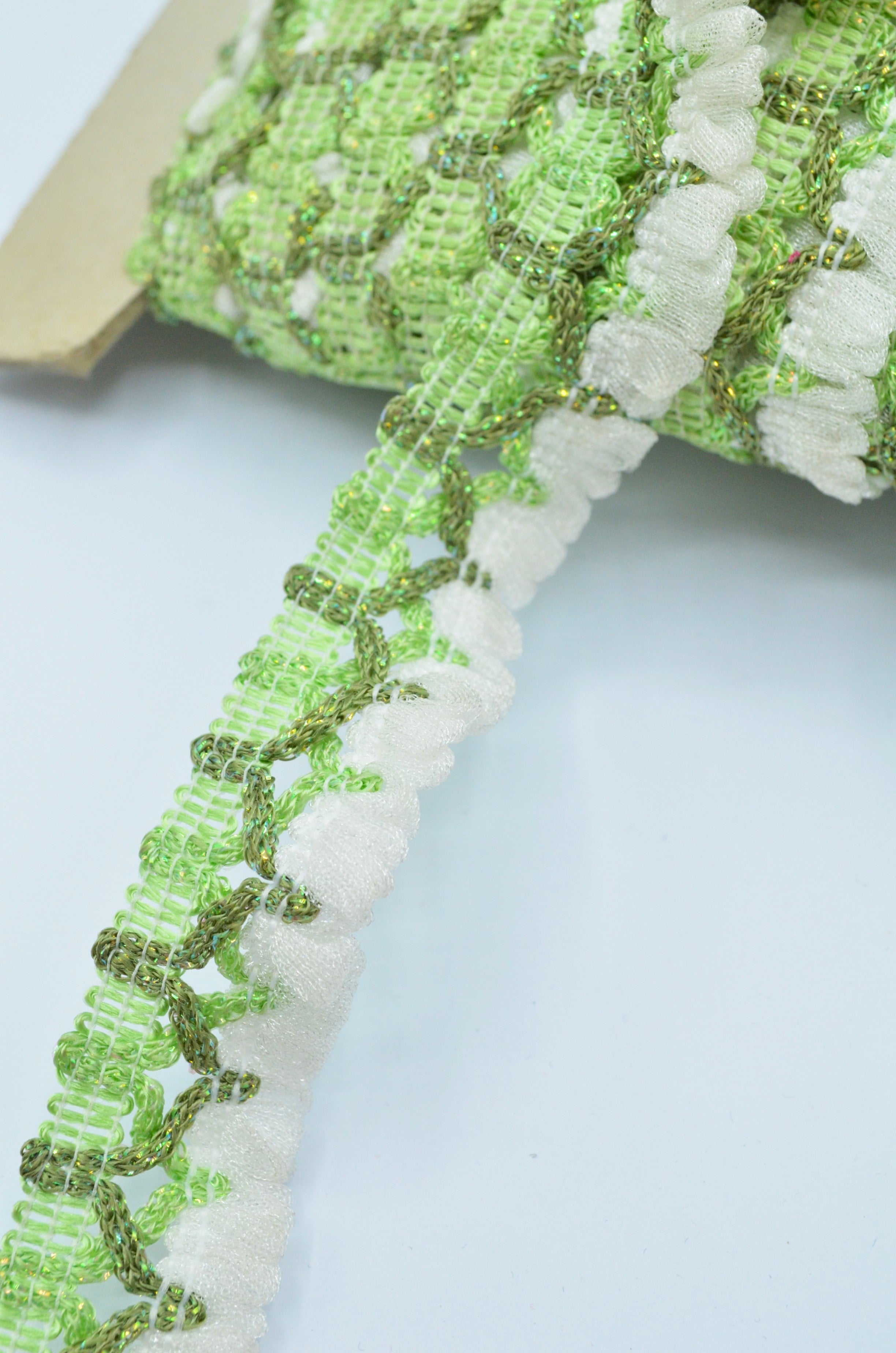 Pasmanterie Usor Elastica, 22mm, Verde Cu Alb